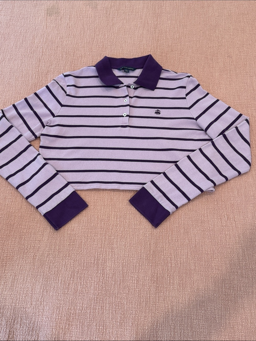 Cropped pique Lavender & Dark Purple Striped Polo Top